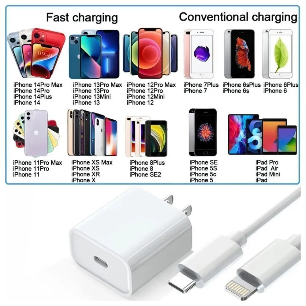 20W PD Charger w/ 10FT Cable, Fast Charging iPhone Charger, MFI Certified